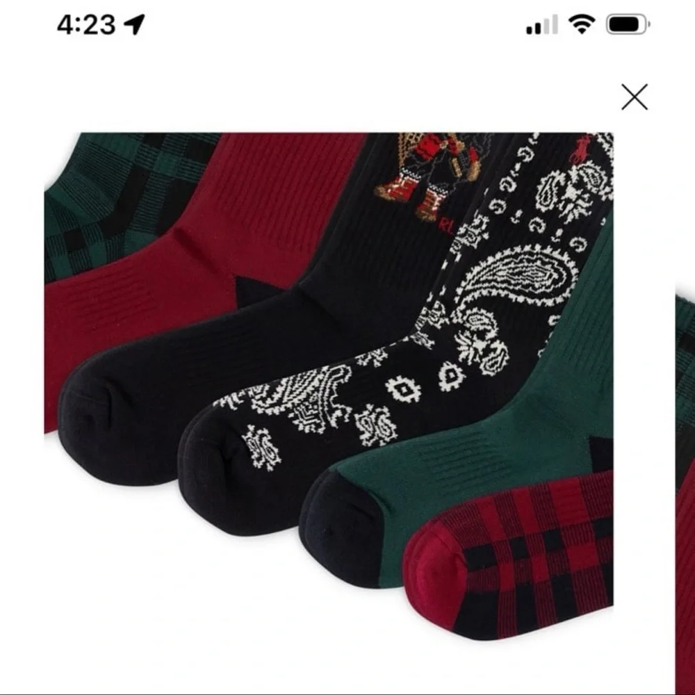 Ralph Lauren Men's Plaid and Paisley Crew Socks - 6 Pack